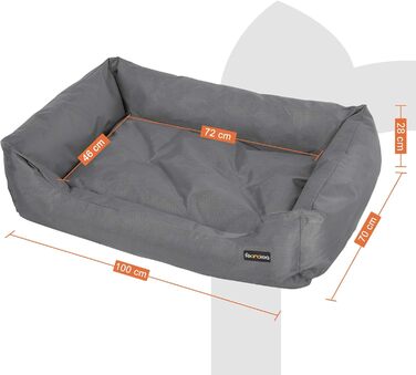 Feandrea Luxus Dog Bed, XL, Dog Cushion, made of Oxford fabric, with a non-slip bottom, 100 x 70 cm PGW28H (L 100 x W 70 x H 28 cm, Grey)