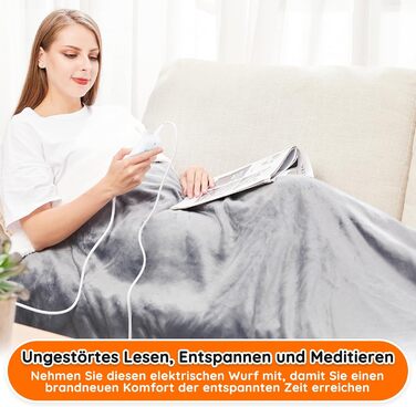 Електрична ковдра Mia&Coco з автовимкненням, 10 режимів нагріву, таймер до 9 годин, захист від перегріву, фланель, 180x130 см