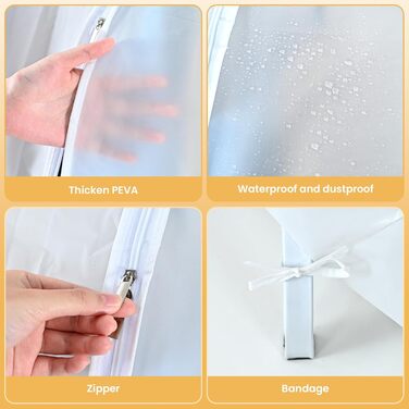 2 шт. Пранці для одягу GQC, великі, прозорі, з PEVA, 150 x 50 x 150 см - захист від пилу, для одягу, костюмів, пальто, сорочок, курток
