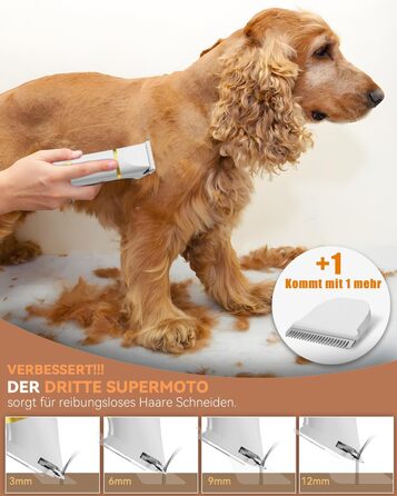 Машинка для стрижки собак і котів Leise, акумуляторна, 7000 об/хв, 4 насадки для догляду за лапами, очима, вухами, обличчям та тілом