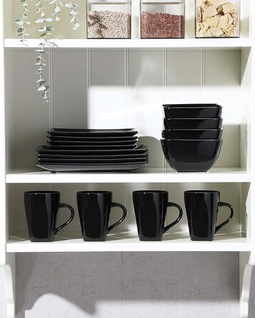 Vancasso Tableware Stoneware, 16-piece SOHO square dish set for 4 people, combination tableware set, square