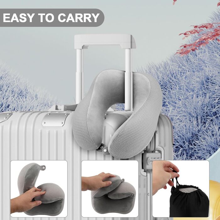 Подушка для шиї у літак, подушка для подорожей Memory Foam, подушка для шиї Travel, подушка-вовчок для дорослих, подушка для шиї з маскою для сну, беруші, чохол, ідеально для літака, авто, дому, офісу