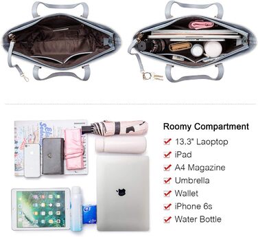 Сумка жіноча LOVEVOOK шопер, комплект 3 в 1, шкіра, сіро-темно-сіра