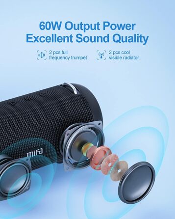 MIFA A90 Bluetooth-колонка: 60W, водонепроникність IPX7, RGB-підсвічування, 30 годин роботи, USB/Micro SD/AUX, True Wireless Stereo, з чохлом та ремінцем