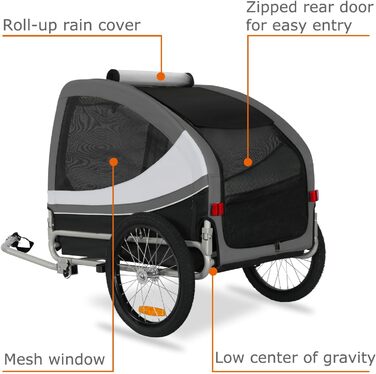 DOGGYHUT® Tobi - великий велопричіп для собак, 35 кг, сірий