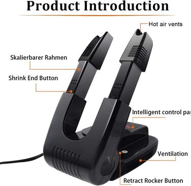 Електричний сушильник для взуття - сушильник для черевиків та взуття з таймером, регульована довжина