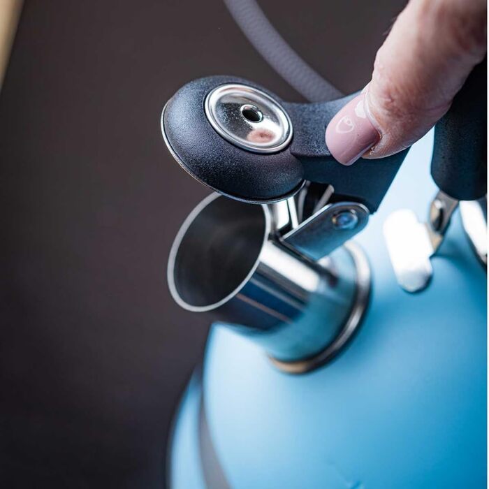 Чайник Kinghoff 1.8L з нержавіючої сталі, Induktion, з свистком, матовий синій, KH-1857