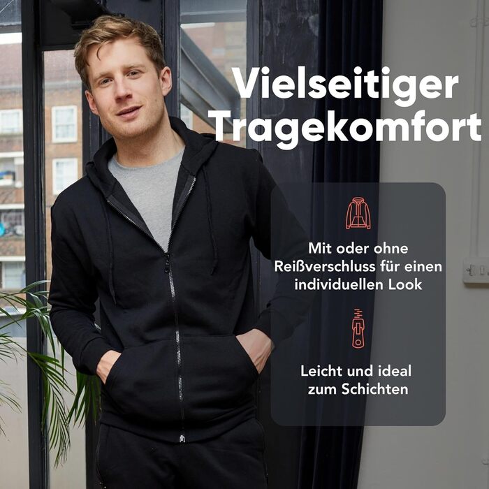 F London Худі з блискавкою для чоловіків - капюшонний пуловер з блискавкою, ідеальний для відпочинку та спортивного одягу (XXL, Вугільний)