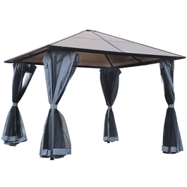 Outsunny 3 x 3m Gazebo Garden Pavilion Party Tent with Side Panels PC Roof Aluminum Dark Grey | Aosom
