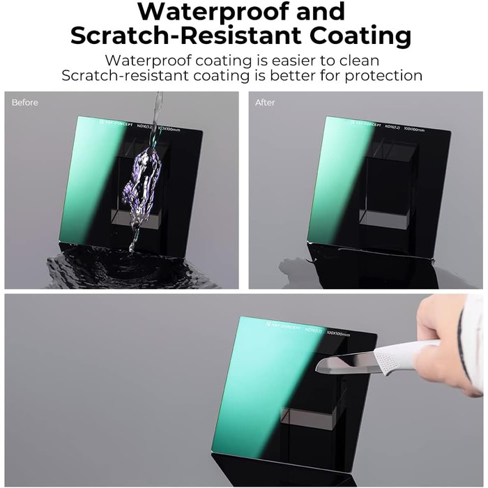 Набір фільтрів K&F Concept Nano-X: квадратний фільтр, адаптерні кільця (8 шт.), ND16