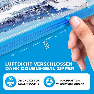 Vacuum Bags Set [6 Pieces] in 3 Sizes (2x 40x60 cm / 2x 60x80 cm / 2x 80x100 cm) - Vacuum Sealer Bags for Clothing & Duvets - Storage Vacuum Bags for Clothing