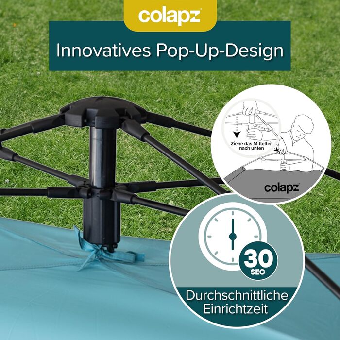 Colapz Camping Shower Tent & Pop-Up Toilet Tent with Storage - Privacy Beach Shelter & Outdoor Changing Room (Blue)