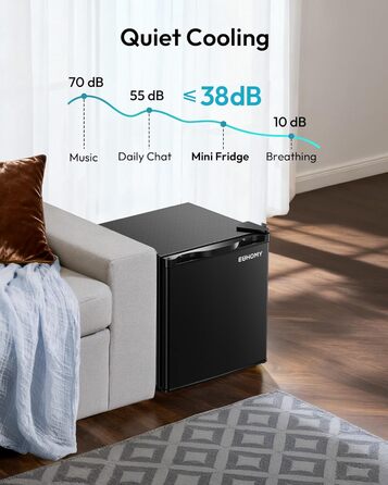 EUHOMY Міні холодильник 46L, компактний холодильник з регулюванням температури, тихий (38dB), енергоефективний для спальні, офісу