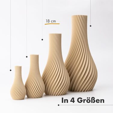 Ваза NATUMO Design 'Longi' – сучасна декоративна ваза з міцного пластику, 18 см, бежева