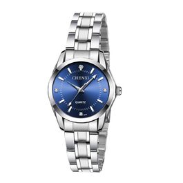 Жіночий аналоговий кварцовий годинник з нержавіючою сталею, 3 стрілки, корпус 27 мм (срібний, темно-синій)