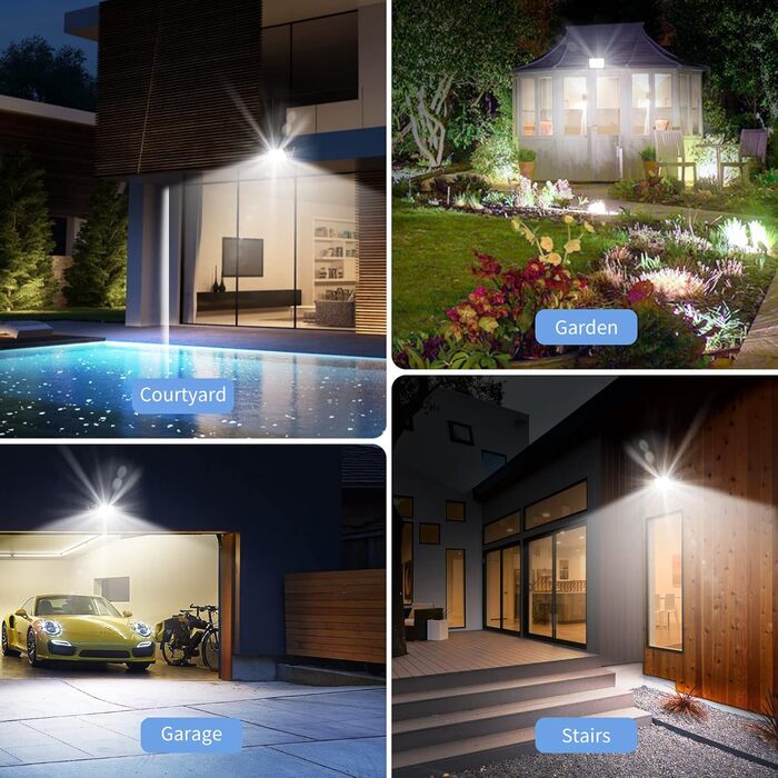 Viugreum 2 Pack 100W LED Flood Lights Outdoor 8000LM Outdoor Floodlight IP65 Outdoor Spotlight 5000K Floodlight Cold White Spotlight Floodlight with 50cm Cable for Backyard Driveway Garage Hallway