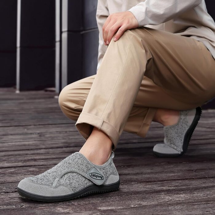 SMajong Теплі домашні тапочки для чоловіків та жінок, зимові, зручні, з антиковзким покриттям, легкі, з пов'язкою, з фетру, для дому та вулиці, розмір 36-46 (40 EU, сірий)