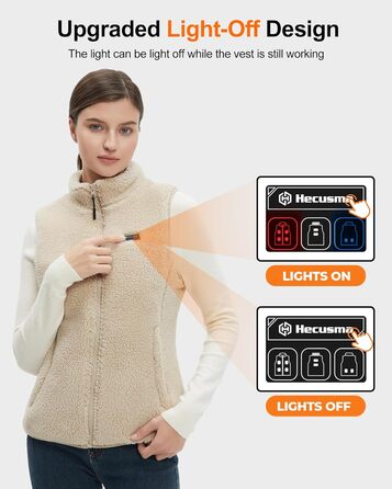 Електрична гріюча жилетка Daen з акумулятором 16000mAh, Sherpa, флісова жилетка для активного відпочинку та катання на лижах (XS, Хакі)