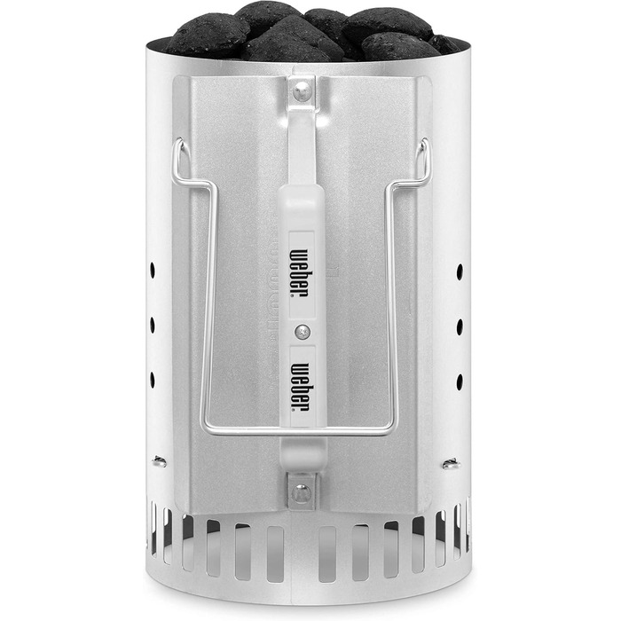 Weber 1221004 Charcoal Grill Compact Kettle, Diameter 47 cm, Black, Dome Grill + Grill Cover Charcoal grills with a diameter of gray (57cm, Bundle with Rapidfire Starter Chimney)