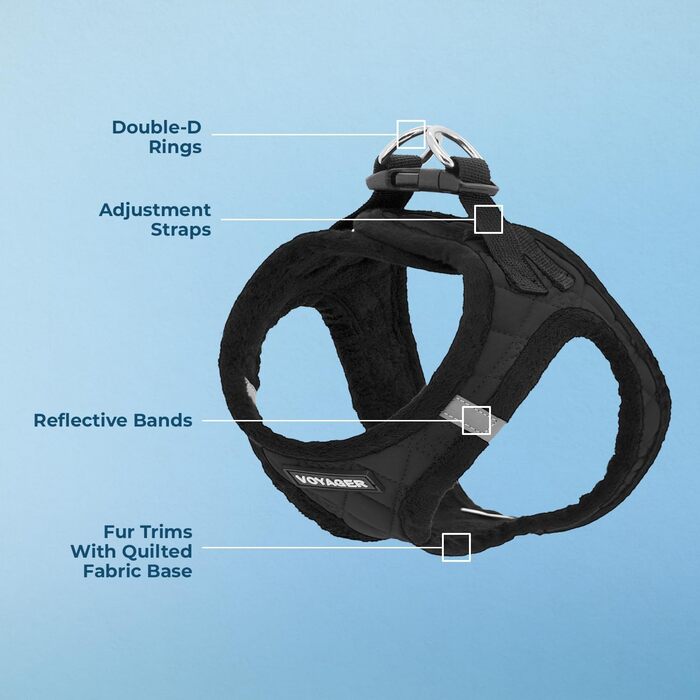 Шлейка для собак Voyager Step-In з плюшу, чорна, розмір L (45-52 см) від Best Pet Supplies