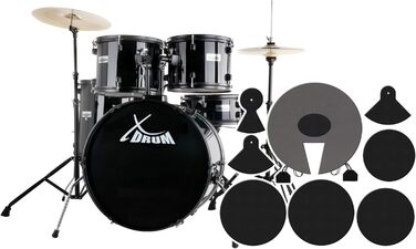XDrum Rookie – комплект барабанів (22' бас-барабан, 12', 13', 16' томи, 14' малого барабана, тарілки хай-хет 14' та крэш-райди 16', навчальний посібник та комплект демпферів)