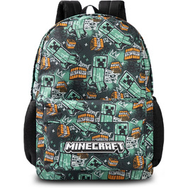 Рюкзак Minecraft для хлопчиків: ігровий рюкзак з принтами Creeper, Zombie, Skelett, Enderman та Павук з печери | Для школи, подорожей, геймінгу та щоденних виходів (Aop Creeper)