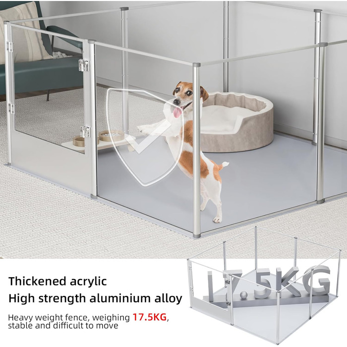 Клітка для собак BingoPaw: простора клітка-вольєр 120x120x61 см з дверцятами та водонепроникним дном, 8-секційна, 60 см висота, для квартири