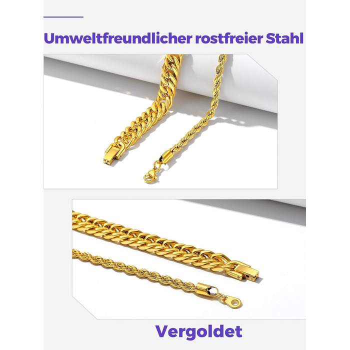 Набір браслетів для чоловіків Richsteel з нержавіючої сталі, 3 шт., чорний/сталь/золотий, 9/8/4 мм, довжина 19/21/23 см, для подарунка