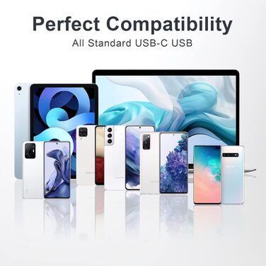 Кабель USB-C RAVIAD [4 шт. 0.5м, 1м, 2м, 3м] 3.1A, швидка зарядка, нейлон, для iPhone, Samsung, Huawei, сірий