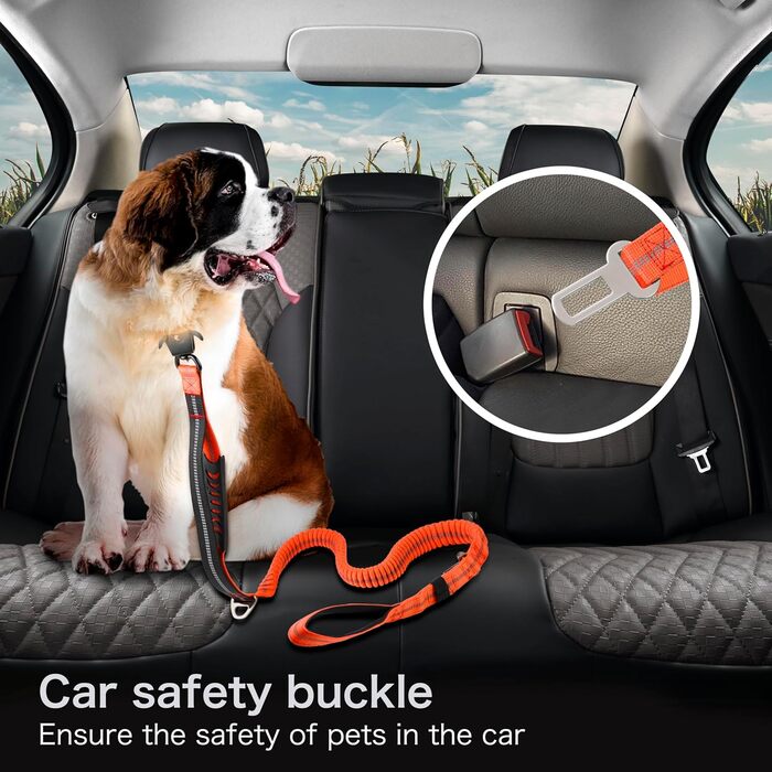 Міцна тактична повідка для собак з карабіном швидкого закриття та світловідбиваючими нитками, 1,2-1,8 м Power-Stretch повідка для середніх та великих собак (Помаранчевий та Чорний)