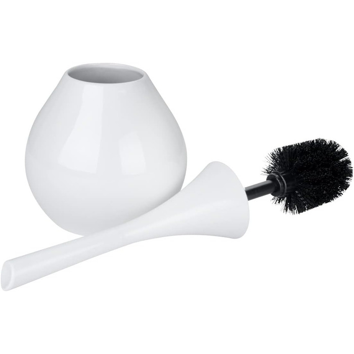 Набір для туалету WENKO Mod. Flakon: тримач щітки та щітка для унітазу, кераміка та пластик, Ø 17 см x 42,5 см, білий
