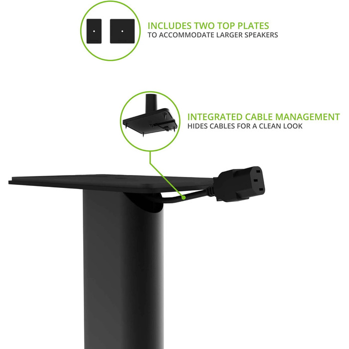 Підлогові стійки для колонок Kanto SP26PLW 26' | Для полицевих колонок середнього та великого розміру | Сталь, піна, поворотна пластина 30° | Чорний (пара)