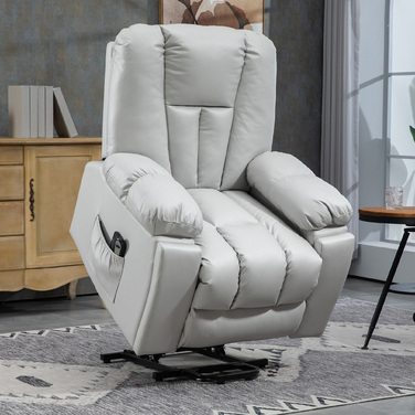 HOMCOM Power Lift TV Chair with Assistance, Reclining Chair with Lie-flat Function, Vibration Massage, Spring Pocket Coil Massage Chair | Aosom