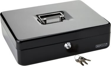Металева касове сховище Rapesco SB0006B1 з замком, 3 ключами та висувним ящиком, розмір 6, чорний