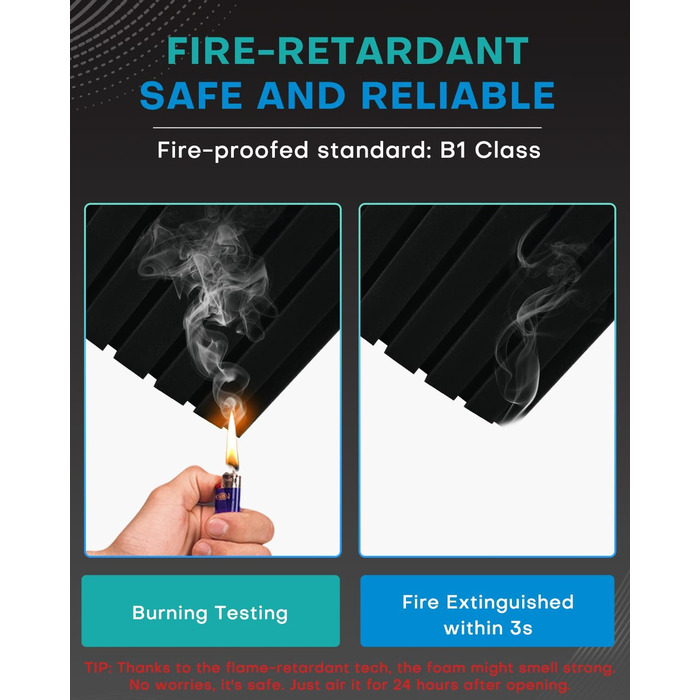 Акустичний поролон для звукоізоляції, панелі шумопоглинаючі 30x30x5 см, 24 шт, для студії звукозапису, чорний та сірий (Upgraded Curved)