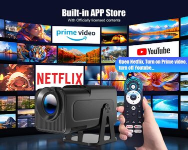 Android 13 проєктор Smart Beamer 1080P з підтримкою 5G WiFi, голосовим асистентом, автоматичною корекцією трапеції та 12000 люмен для домашнього кінотеатру та використання на відкритому повітрі (320ANSI)
