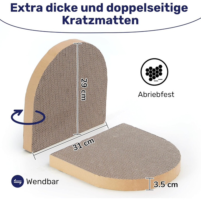 Котячий когтетоп FUKUMARU: диван з картону та фільцу, 61 см, блакитний