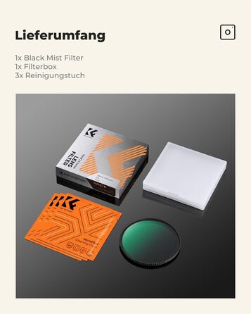 Фільтр K&F Concept 58mm Black Promist 1/4 з оптичного скла з Multi-Nano покриттям для відео та портретної фотографії (Nano-Klear)