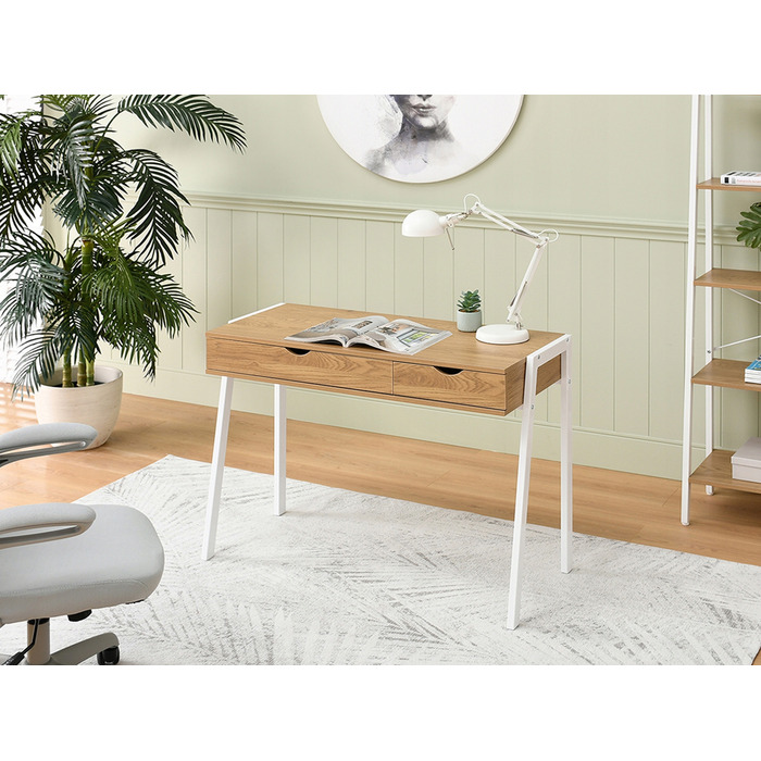 Прямокутний письмовий стіл Mebel-Partner 100 x 45 x 75 см, білий/золотий дуб