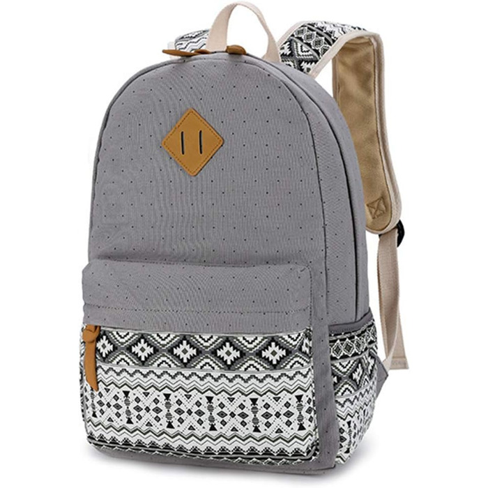 Стильний рюкзак для дівчат та жінок: полосатий вінтажний рюкзак з канвасу (сірий)