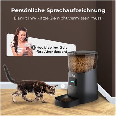 Автоматичний годівник для котів та собак Zedar A600, 6 літрів, з керуванням через APP, з нержавіючої сталі