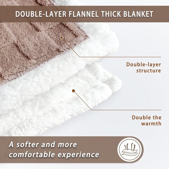 Плед Gracelife Sherpa з м'якого флісу, великий, теплий, 150 x 200 см, сірий