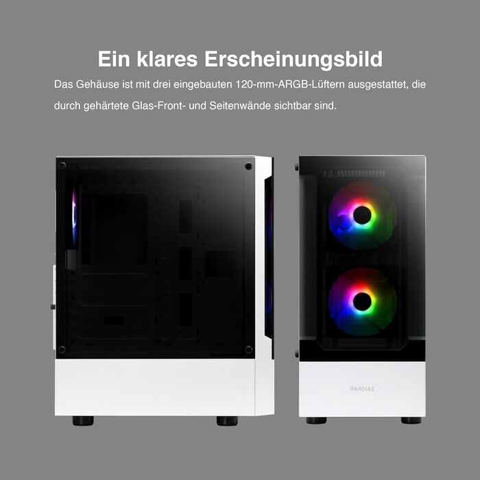 Корпус для ПК Gamdias TALOS E3 - Mid-Tower, білий, з 3 RGB вентиляторами, сітчаста передня панель, скло, PSU-кришка