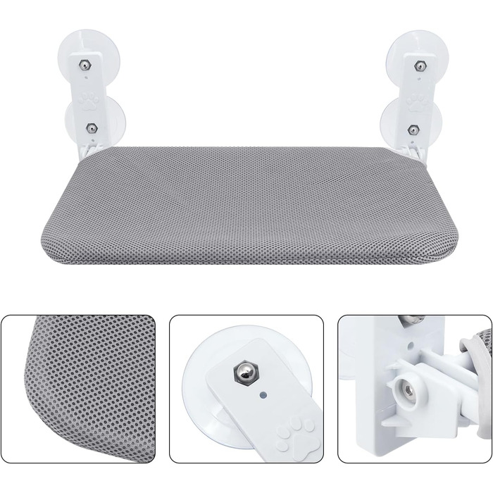 Підвісна лежанка для котів, гамак з 4 присосками, сірий, 45 x 30 см