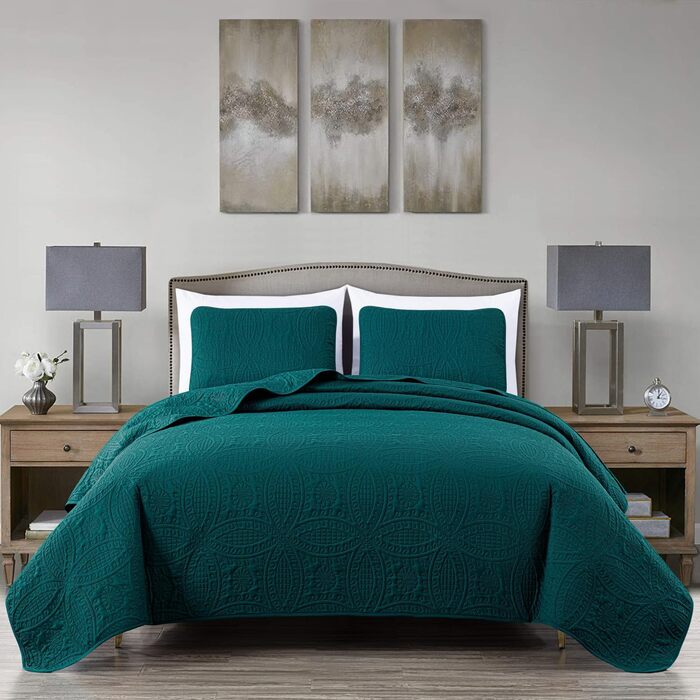 Chezmoi Collection Austin: Комплект з 3 великих пледів (Queen, Блакитно-зелений) -