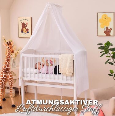 Балдахін для дитячого ліжечка ALAVYA HOME, 100% біобавовна, білий, з кріпленням, москітна сітка, GOTS сертифікат, 150×240 см