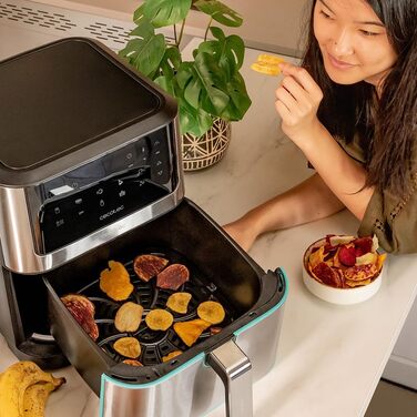 Cecotec Oil-Free Hot Air Fryer 8 L Cecofry Supreme 8000 Air Fryer. 1800 W, Touchscreen, 30º-200 ºC, 10 preset modes, preheating function, alarm, stainless steel finish