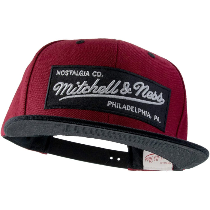 Кепка Mitchell & Ness 2 Tone Box Logo Burgundy-Black, бейсболка кепка snapback