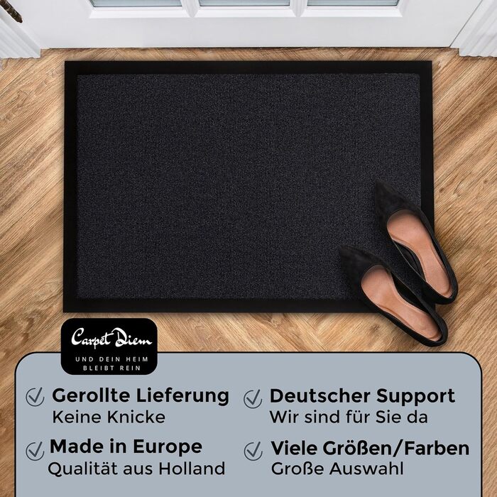 Килимок для дому Carpet Diem: антиковзаюча штормолова килимова підставка для входу, 40x60 см, антрацит