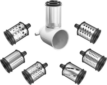 KitchenAid KSMVSA + KSMEMVSC Vegetable Chopper Set, Stainless Steel, Silver, White, 7-Piece